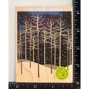 HTF Hero Arts Snowy Tree scene Rubber Stamp Wood-Mounted K5978 Winter